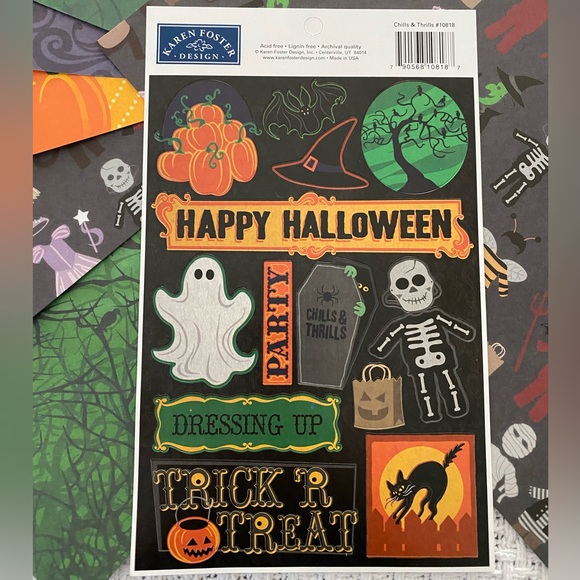 👻🎃 KAREN FOSTER DESIGNS HALLOWEEN THEMED STICKERS & SCRAPBOOK PAPER BUNDLE. - Picture 6 of 6